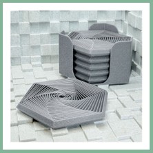Bşk Virgo 3D Baskı Super Fidget Coaster Seti - Altıgen Desenli Bardak Altlığı ve Tutucu-Gri BSK2026