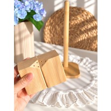 MODA OZY Bambu Kağıt Havluluk -Bambu 2'li Mıknatıslı Tuzluk Seti / 3 Parça Bambu Mutfak Seti