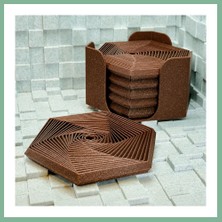 Bşk Virgo 3D Baskı Super Fidget Coaster Seti - Altıgen Desenli Bardak Altlığı ve Tutucu-Kahverengi BSK2026