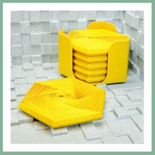 Bşk Virgo 3D Baskı Super Fidget Coaster Seti - Altıgen Desenli Bardak Altlığı ve Tutucu-Sarı BSK2026
