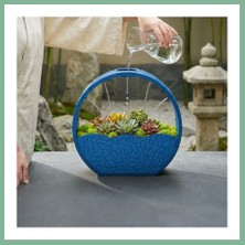 Bşk Virgo 3D Baskı Self-Watering Planter - Kendi Kendini Sulayan Saksı-Mavi BSK2026