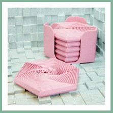 Bşk Virgo 3D Baskı Super Fidget Coaster Seti - Altıgen Desenli Bardak Altlığı ve Tutucu-Pembe BSK2026