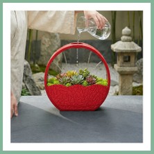 Bşk Virgo 3D Baskı Self-Watering Planter - Kendi Kendini Sulayan Saksı-Kırmızı BSK2026