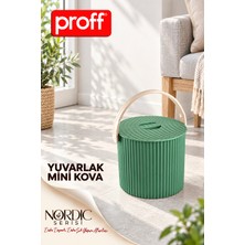 proff Rainbow Nordic Serisi Çok Amaçlı Yuvarlak Mini Kova - Düzenleyici Kapaklı Eşya Saklama Kutusu 27,5 cm x 19,4 cm
