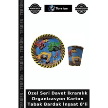 Terrien Özel Seri Davet Ikramlık Organizasyon Karton Tabak Bardak Inşaat 8’li
