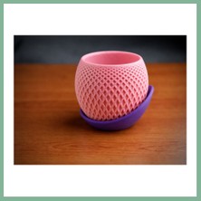 Bşk Virgo 3D Baskı Küre Saksı - Kafes Dokulu Iki Parçalı Dekoratif Saksı - Pembe-Mor BSK2026