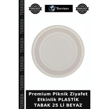 Terrien Premium Piknik Ziyafet Etkinlik Plastik Tabak 25 Li Beyaz