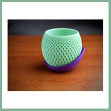 Bşk Virgo 3D Baskı Küre Saksı - Kafes Dokulu Iki Parçalı Dekoratif Saksı - Mint-Mor BSK2026