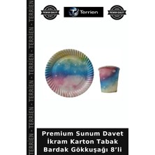 Terrien Premium Sunum Davet Ikram Karton Tabak Bardak Gökkuşağı 8’li