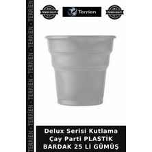 Terrien Delux Serisi Kutlama Çay Parti Plastik Bardak 25 Li Gümüş