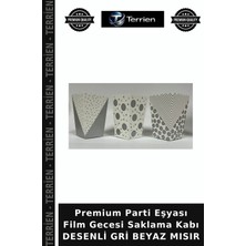 Terrien Premium Parti Eşyası Film Gecesi Saklama Kabı Desenli Gri Beyaz Mısır