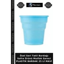 Terrien Özel Seri Tatil Bardağı Sofra Ürünü Mutfak Gereci Plastik Bardak 25 Li Mavi