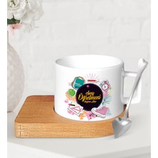 BK Gift Kişiye Özel Sınıf Öğretmeni Ahşap Altlıklı Seramik Fincan-14