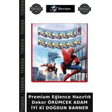 Terrien Premium Eğlence Hazırlık Dekor Örümcek Adam Iyi Ki Doğdun Banner
