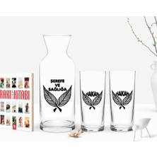 BK Gift Kişiye Özel Renkli Baskılı Isimli Ikili Rakı Bardağı Karaf ve Cep Kitabı Hediye Seti-23