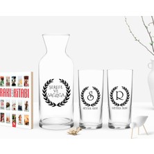 BK Gift Kişiye Özel Renkli Baskılı Çelenk Baş Harfli Isimli Ikili Rakı Bardağı Karaf ve Cep Kitabı Hediye Seti-2