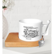 BK Gift Kişiye Özel Öğretmen Ahşap Altlıklı Seramik Fincan-1