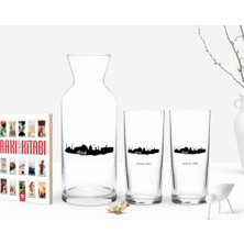 BK Gift Kişiye Özel Renkli Baskılı Elazığ Tasarımlı Turistik Ikili Rakı Bardağı Karaf ve Cep Kitabı Hediye Seti-2