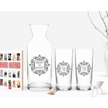 BK Gift Kişiye Özel Renkli Baskılı Isimli Ikili Rakı Bardağı Karaf ve Cep Kitabı Hediye Seti-1