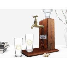 BK Gift Kişiye Özel Renkli Baskılı Isimli Ikili Rakı Bardağı ve Ahşap Rakı Standı Hediye Seti-18