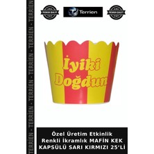 Terrien Özel Üretim Etkinlik Renkli Ikramlık Mafin Kek Kapsülü Sarı Kırmızı 25’li