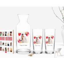 BK Gift Kişiye Özel Renkli Baskılı Isimli Fotoğraflı Ikili Rakı Bardağı Karaf ve Cep Kitabı Hediye Seti-28