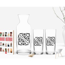 BK Gift Kişiye Özel Renkli Baskılı Isimli Ikili Rakı Bardağı Karaf ve Cep Kitabı Hediye Seti-10