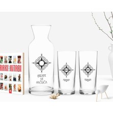 BK Gift Kişiye Özel Renkli Baskılı Isimli Ikili Rakı Bardağı Karaf ve Cep Kitabı Hediye Seti-26