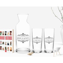 BK Gift Kişiye Özel Renkli Baskılı Isimli Ikili Rakı Bardağı Karaf ve Cep Kitabı Hediye Seti-9