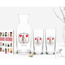 BK Gift Kişiye Özel Renkli Baskılı Isimli Fotoğraflı Ikili Rakı Bardağı Karaf ve Cep Kitabı Hediye Seti-31