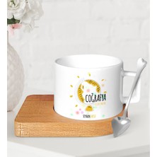 BK Gift Kişiye Özel Coğrafya Öğretmeni Ahşap Altlıklı Seramik Fincan-3