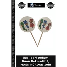 Terrien Özel Seri Doğum Günü Dekoratif Pj Mask Kürdan 10LU