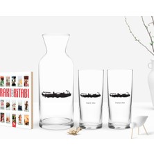 BK Gift Kişiye Özel Renkli Baskılı Batman Tasarımlı Turistik Ikili Rakı Bardağı Karaf ve Cep Kitabı Hediye Seti-2