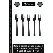 Terrien Delux Serisi Organizasyon Ofis Sunum Çatalı Plastik Çatal 25 Adet Siyah