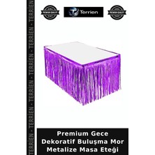 Terrien Premium Gece Dekoratif Buluşma Mor Metalize Masa Eteği