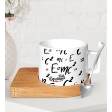 BK Gift Kişiye Özel Fizik Öğretmeni Ahşap Altlıklı Seramik Fincan-3