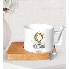 BK Gift Kişiye Özel En Iyi Sınıf Öğretmeni Ahşap Altlıklı Seramik Fincan-4