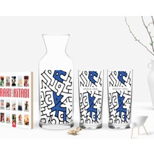BK Gift Kişiye Özel Renkli Baskılı Rakı Tasarımlı Ikili Rakı Bardağı Karaf ve Cep Kitabı Hediye Seti-1