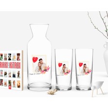 BK Gift Kişiye Özel Renkli Baskılı Isimli Fotoğraflı Ikili Rakı Bardağı Karaf ve Cep Kitabı Hediye Seti-29