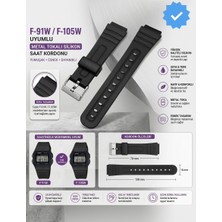 PasajGo Casio F-91W F-105W Uyumlu Metal Tokalı Silikon Saat Kordonu