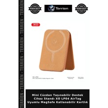 Terrien Mini Cüzdan Taşınabilir Destek Cihaz Standı Xo LP04 Airtag Uyumlu Magsafe Katlanabilir Kartlık
