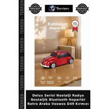 Terrien Delux Serisi Nostalji Radyo Nostaljik Bluetooth Hoparlör Retro Araba Voswos D49 Kırmızı