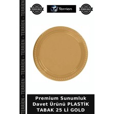 Terrien Premium Sunumluk Davet Ürünü Plastik Tabak 25 Li Gold