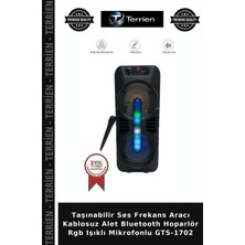 Terrien Taşınabilir Ses Frekans Aracı Kablosuz Alet Bluetooth Hoparlör Rgb Işıklı Mikrofonlu GTS-1702