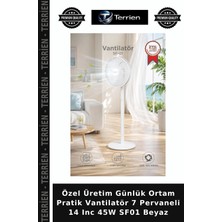 Terrien Özel Üretim Günlük Ortam Pratik Vantilatör 7 Pervaneli 14 Inc 45W SF01 Beyaz