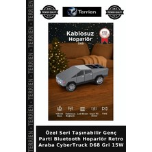 Terrien Özel Seri Taşınabilir Genç Parti Bluetooth Hoparlör Retro Araba Cybertruck D68 Gri 15W