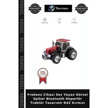 Terrien Frekans Cihazı Ses Yayan Görsel Spiker Bluetooth Hoparlör Traktör Tasarımlı D42 Kırmızı