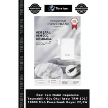 Terrien Özel Seri Mobil Depolama Taşınabilir Güç Okul Aracı TRM-1017 10000 Mah Powerbank Beyaz 22,5W