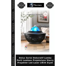 Terrien Delux Serisi Dekoratif Lamba Parti Lambası Projeksiyon Starry Projektör LED Lazer LW34 Siyah