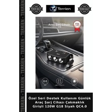 Terrien Özel Seri Destek Kullanım Günlük Araç Şarj Cihazı Çakmaklık Girişli 120W G18 Siyah Qc4.0